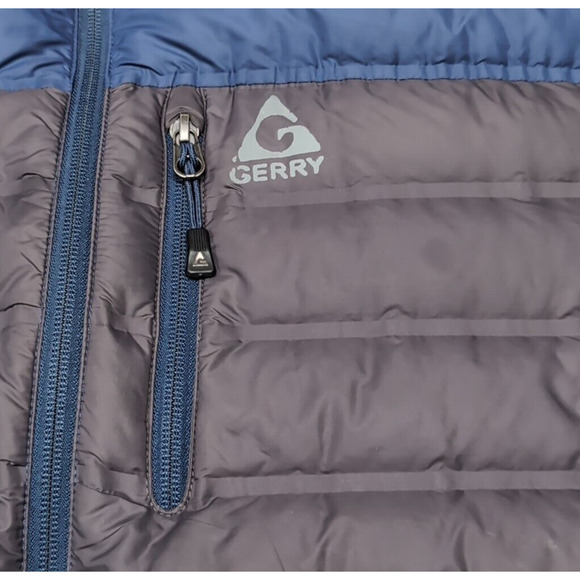 Gerry Down 650 Fill Power Puffer Jacket Men's Size M Blue Gray Full Zip Packable - Picture 5 of 15
